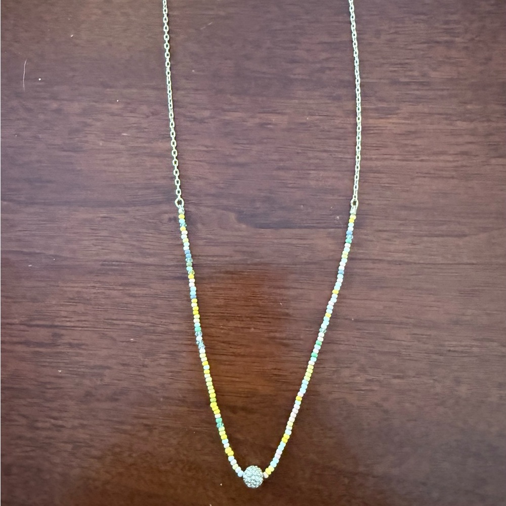 LOFT Multicolor Beaded adjustable Necklace (or chocker) with Gold Chain